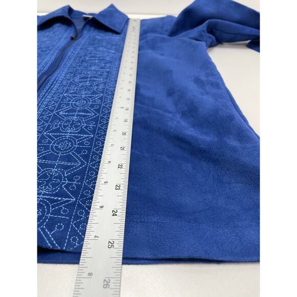 Bon Worth Vintage Embroidered Geometric Full Zip Jacket Grandma Blue S Petite - Picture 9 of 11